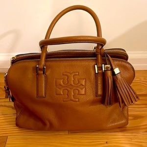 Cognac brown Tory Burch Thea satchel. Approximately 13” L x 5.5” W x 9” T.